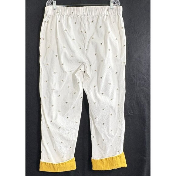 SOPHIE ALLPORT Women Pajama Pants Bees Elastic Drawstring Waist Sz L White 11-7 - Picture 3 of 12